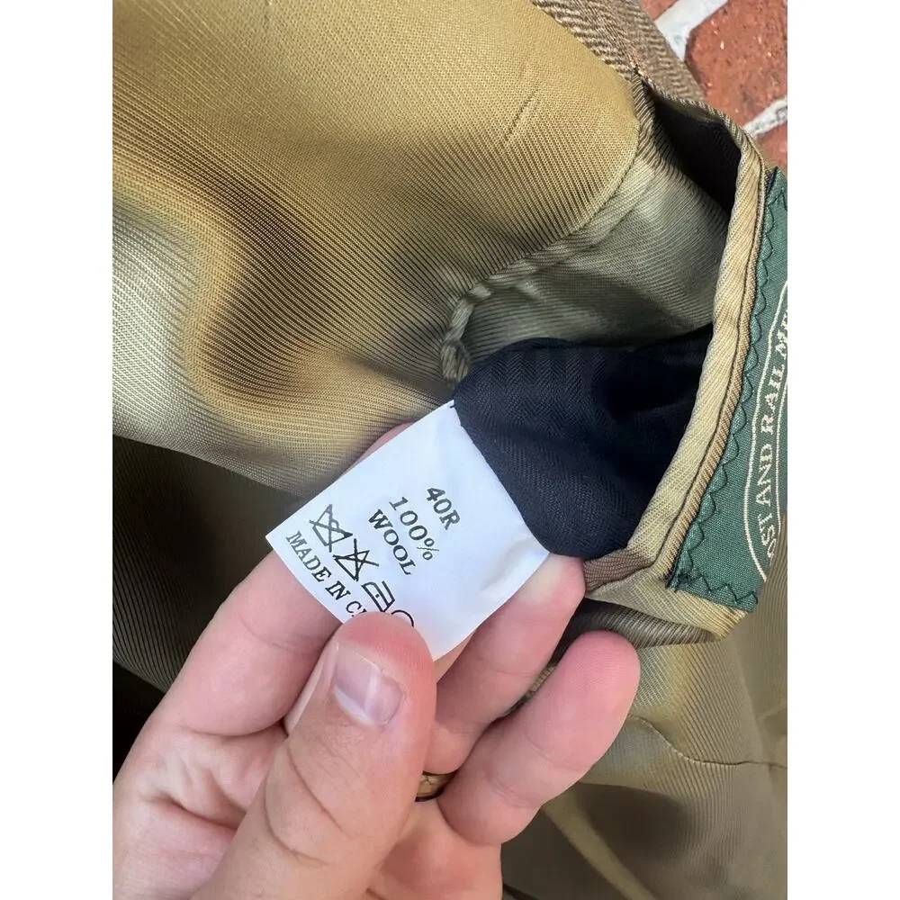 Corbin Men's 40R Brown Green Plaid Wool Sport Coat Blazer